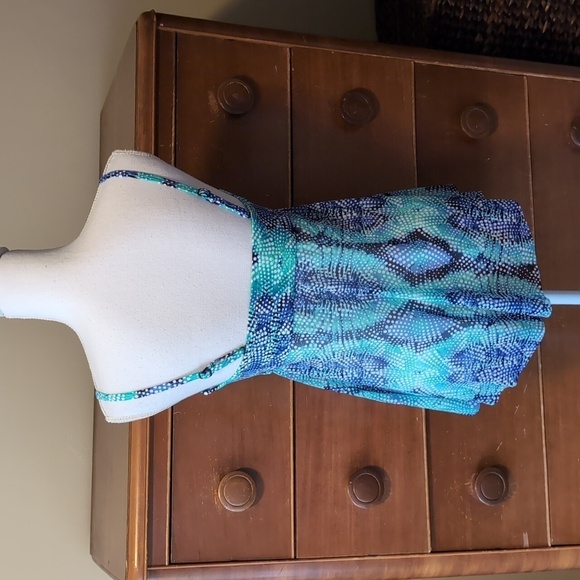 TUMMY SLIMMER Croft and Barrow Tankini Top in Blue and White SZ 8 - Picture 7 of 16